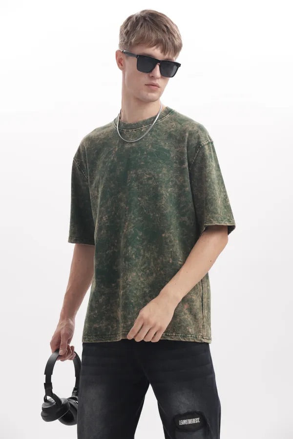 Green Acid Toned Wash T-Shirt with extra soft and Premium Touch