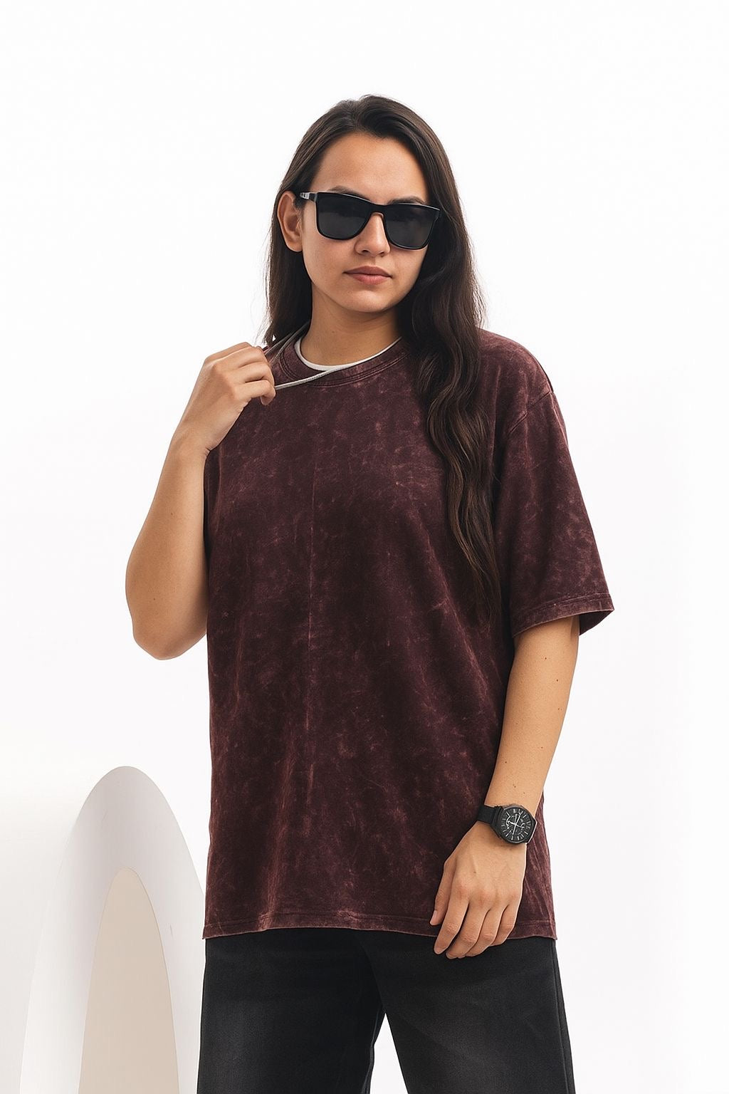 Brick Red Acid Toned Wash T-Shirt with extra soft and Premium Touch