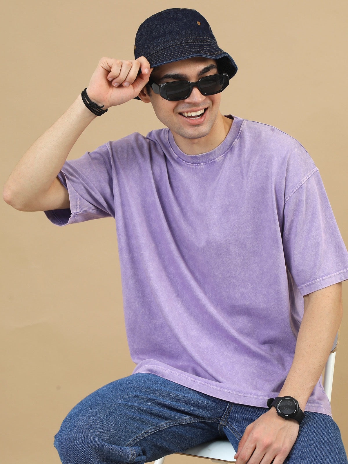 Purple Acid Toned Wash T-Shirt with extra soft and Premium Touch