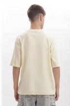Beige Premium Cotton Bio Wash Oversize Fit Mens T-Shirt