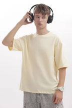 Beige Premium Cotton Bio Wash Oversize Fit Mens T-Shirt