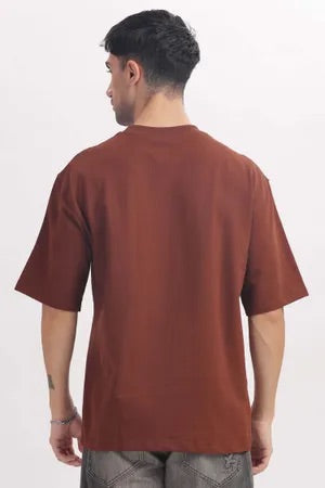 Chocolate Premium Cotton Bio Wash Oversize Fit Mens T-Shirt