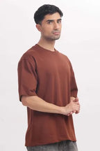 Chocolate Premium Cotton Bio Wash Oversize Fit Mens T-Shirt