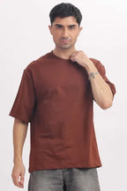 Chocolate Premium Cotton Bio Wash Oversize Fit Mens T-Shirt