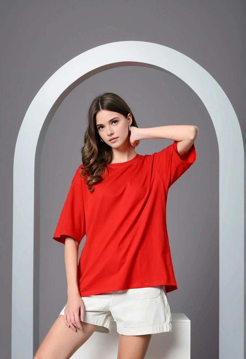 Red Oversize Fit Womens T-Shirt