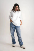 Crest White Oversize Fit Womens T-Shirt