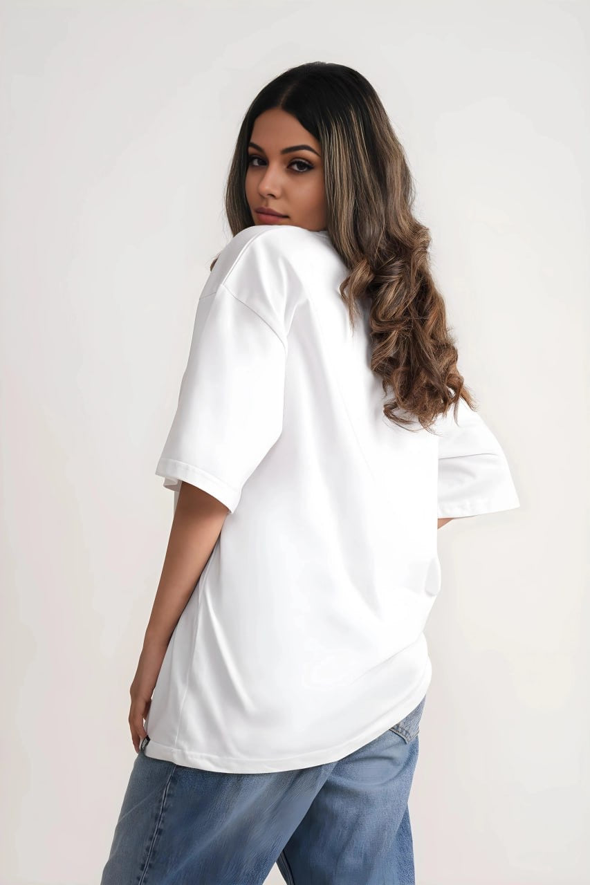 Crest White Oversize Fit Womens T-Shirt