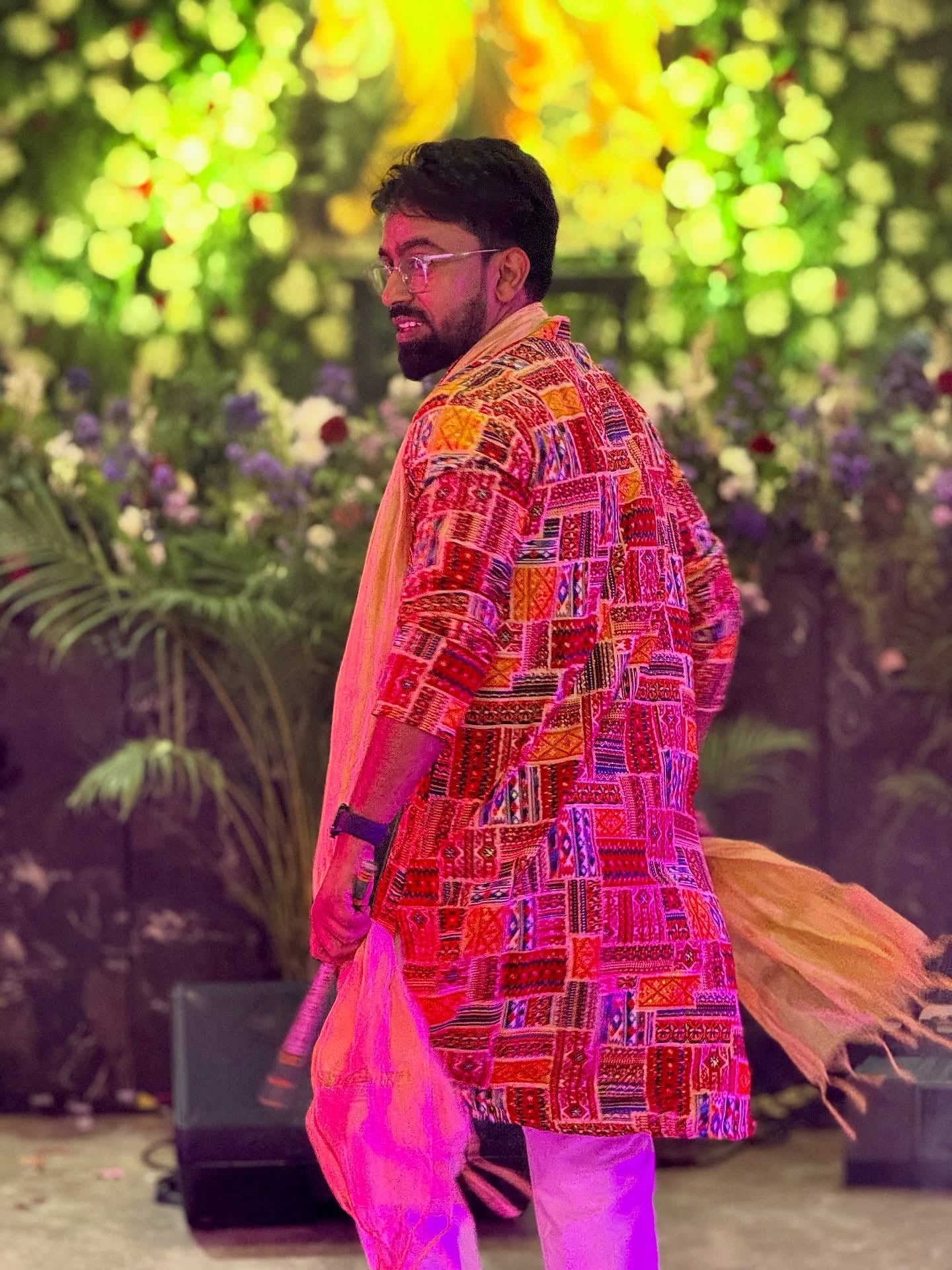 Multicolor Pattern Rayon Kurta Payjama set with Fab Color