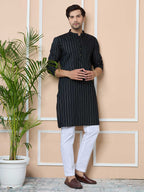 Dark Green Thread Work Straight Kurta