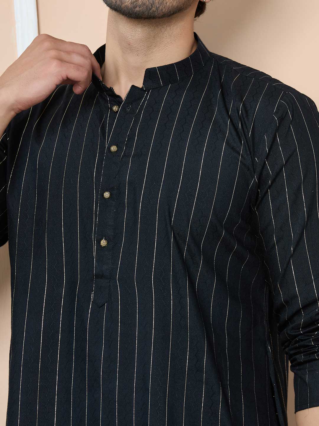 Dark Green Thread Work Straight Kurta