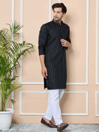 Dark Green Thread Work Straight Kurta