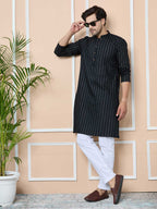 Dark Green Thread Work Straight Kurta