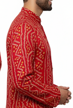 Bandhnai Pattern Rayon Kurta Pyjama set with Fab Color