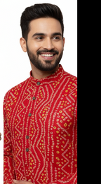 Bandhnai Pattern Rayon Kurta Pyjama set with Fab Color
