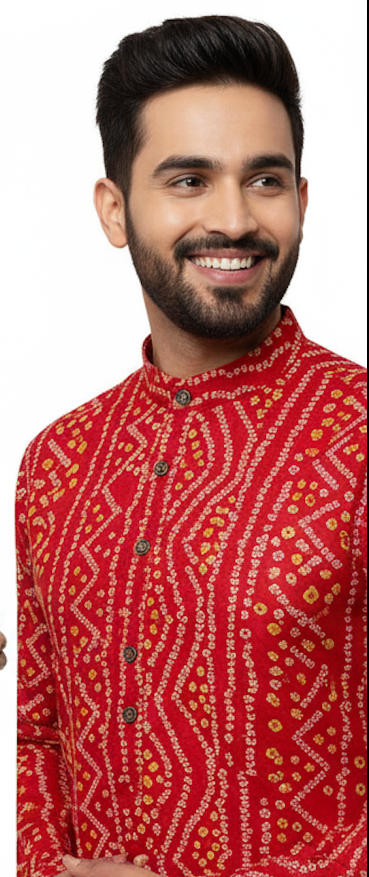 Bandhnai Pattern Rayon Kurta Pyjama set with Fab Color