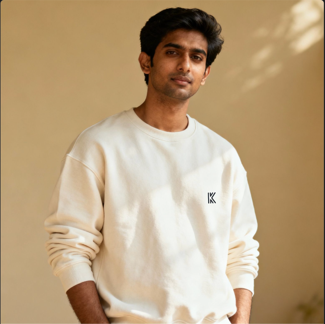 Premium DROP Shoulder Cotton Offwhite Sweatshirt