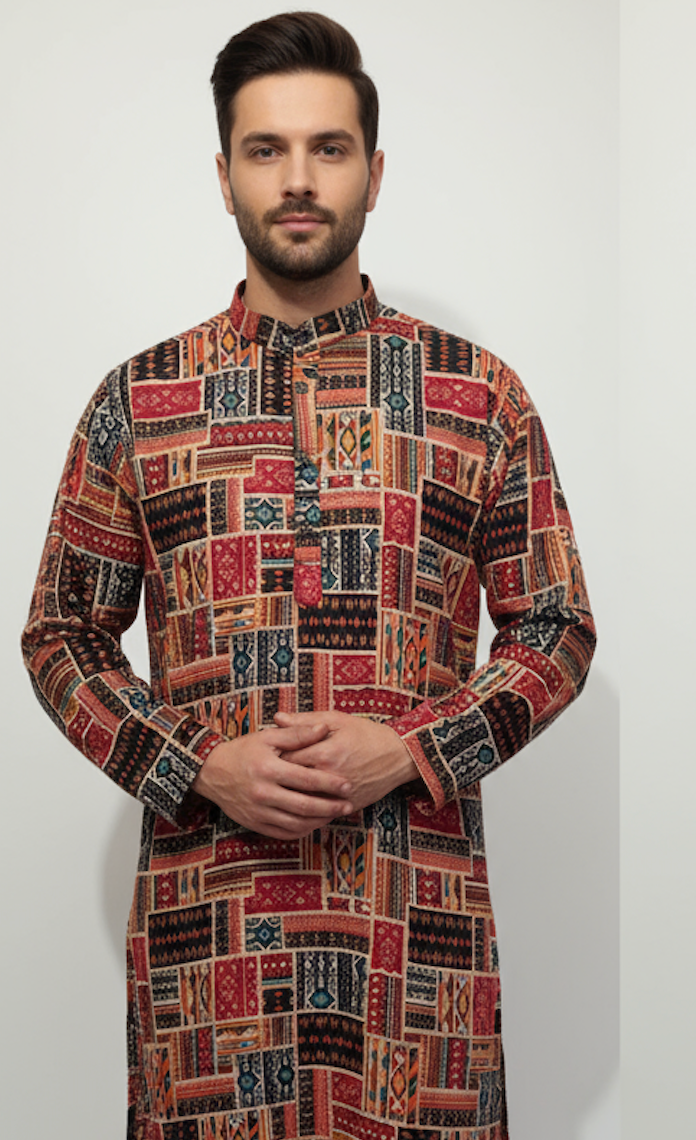 Multicolor Pattern Rayon Kurta Payjama set