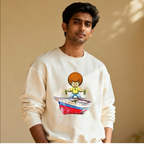 Boatman Sprayer Premium DROP Shoulder Cotton Offwhite Sweatshirt