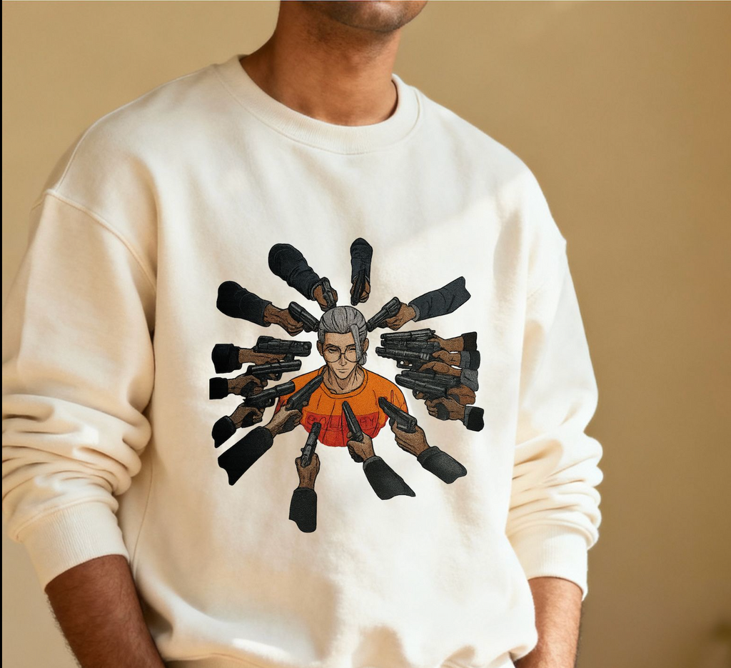 All Gun on me Premium DROP Shoulder Cotton Offwhite Sweatshirt