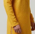 Lakhnavi Cotton Thread Work  Rayon Kurta With Button Flap in Yellow