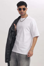 White Premium Cotton Bio Wash Oversize Fit Mens T-Shirt
