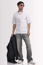 White Premium Cotton Bio Wash Oversize Fit Mens T-Shirt