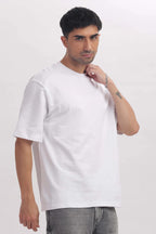 White Premium Cotton Bio Wash Oversize Fit Mens T-Shirt