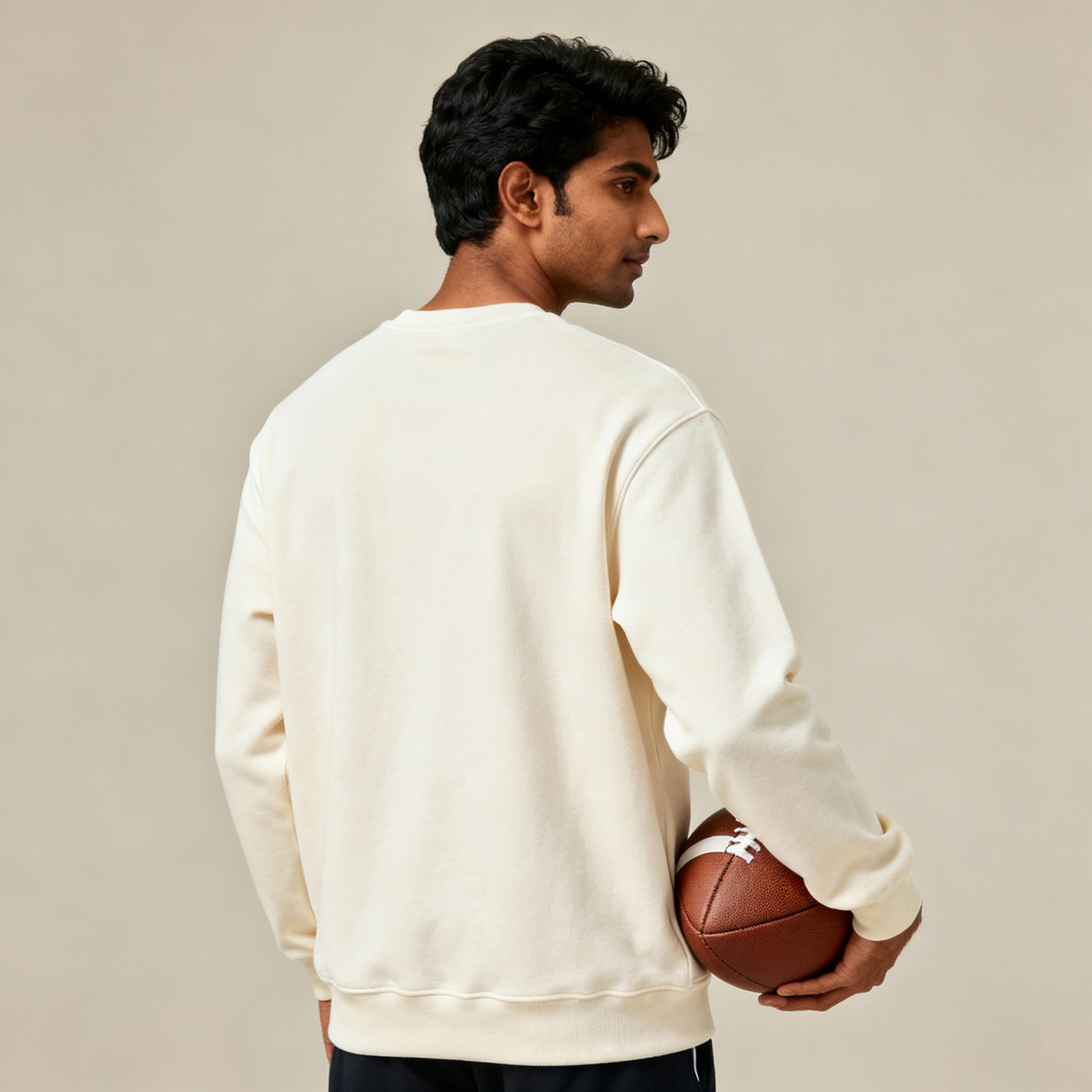 Premium DROP Shoulder Cotton Offwhite Sweatshirt