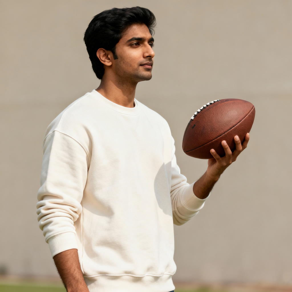 Premium DROP Shoulder Cotton Offwhite Sweatshirt
