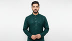 Lakhnavi Cotton Thread Work  Rayon Kurta  in Green