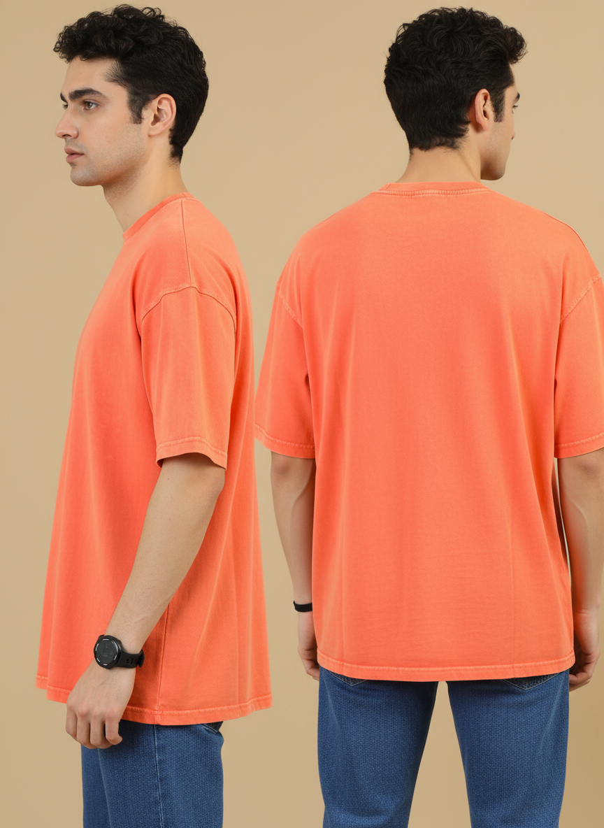 All Gun on me Crafted Acid Toned Wash T-Shirt in Orange